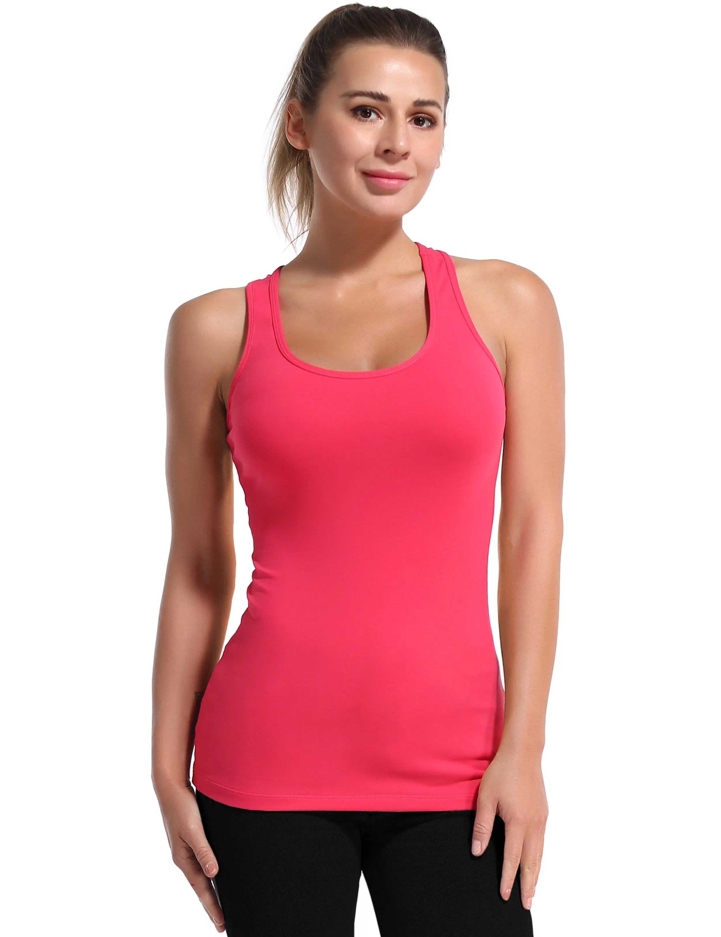 Racerback Athletic Tank Tops red_Gym