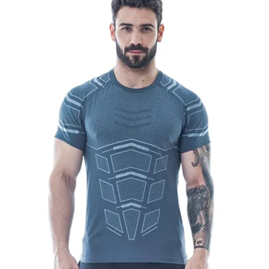 Ryan Design Compression Men Tee Shirt Gym Fitness Bodybuilding Workout Black Tops