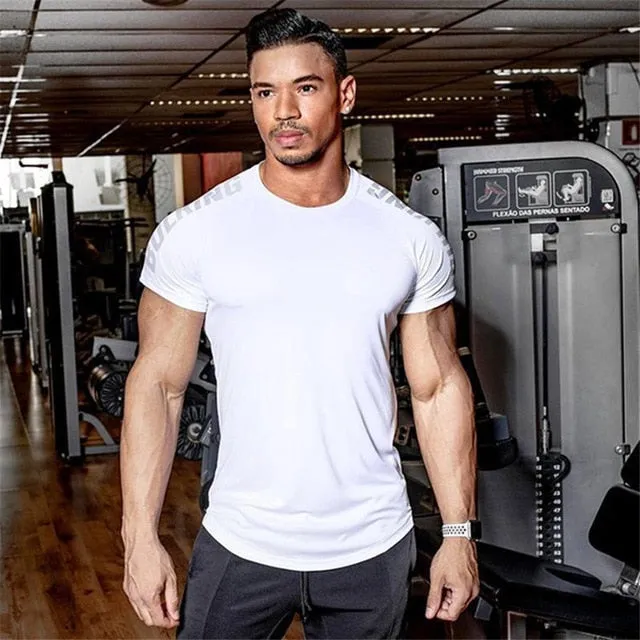 Ryan Design Compression Men Tee Shirt Gym Fitness Bodybuilding Workout Black Tops