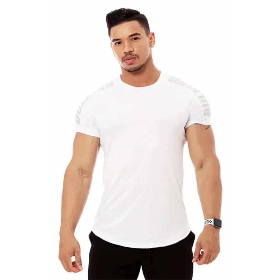 Ryan Design Compression Men Tee Shirt Gym Fitness Bodybuilding Workout Black Tops