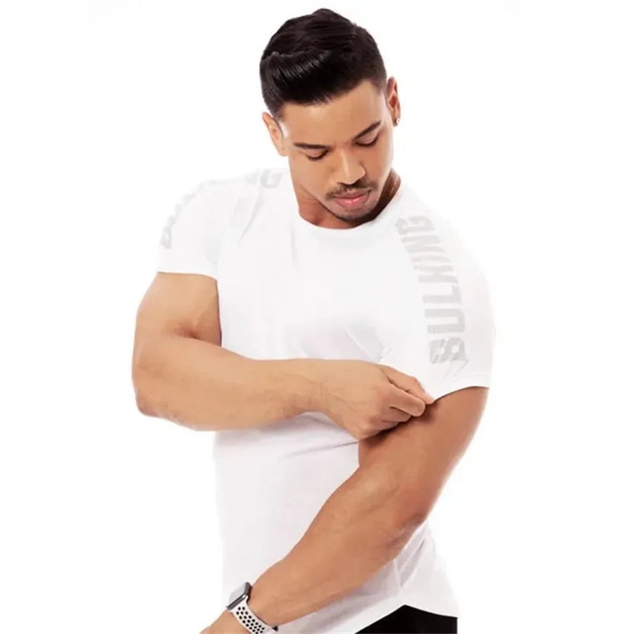 Ryan Design Compression Men Tee Shirt Gym Fitness Bodybuilding Workout Black Tops