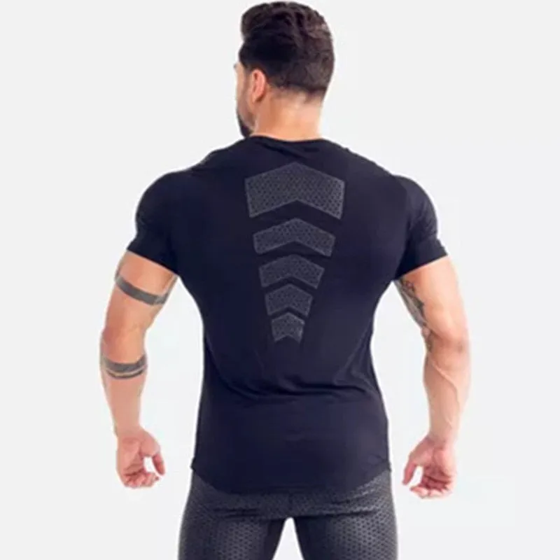 Ryan Design Compression Men Tee Shirt Gym Fitness Bodybuilding Workout Black Tops