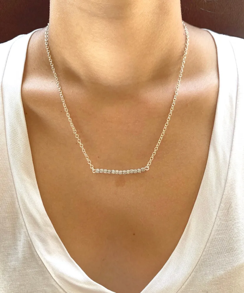 Silver Beaded Bar Necklace