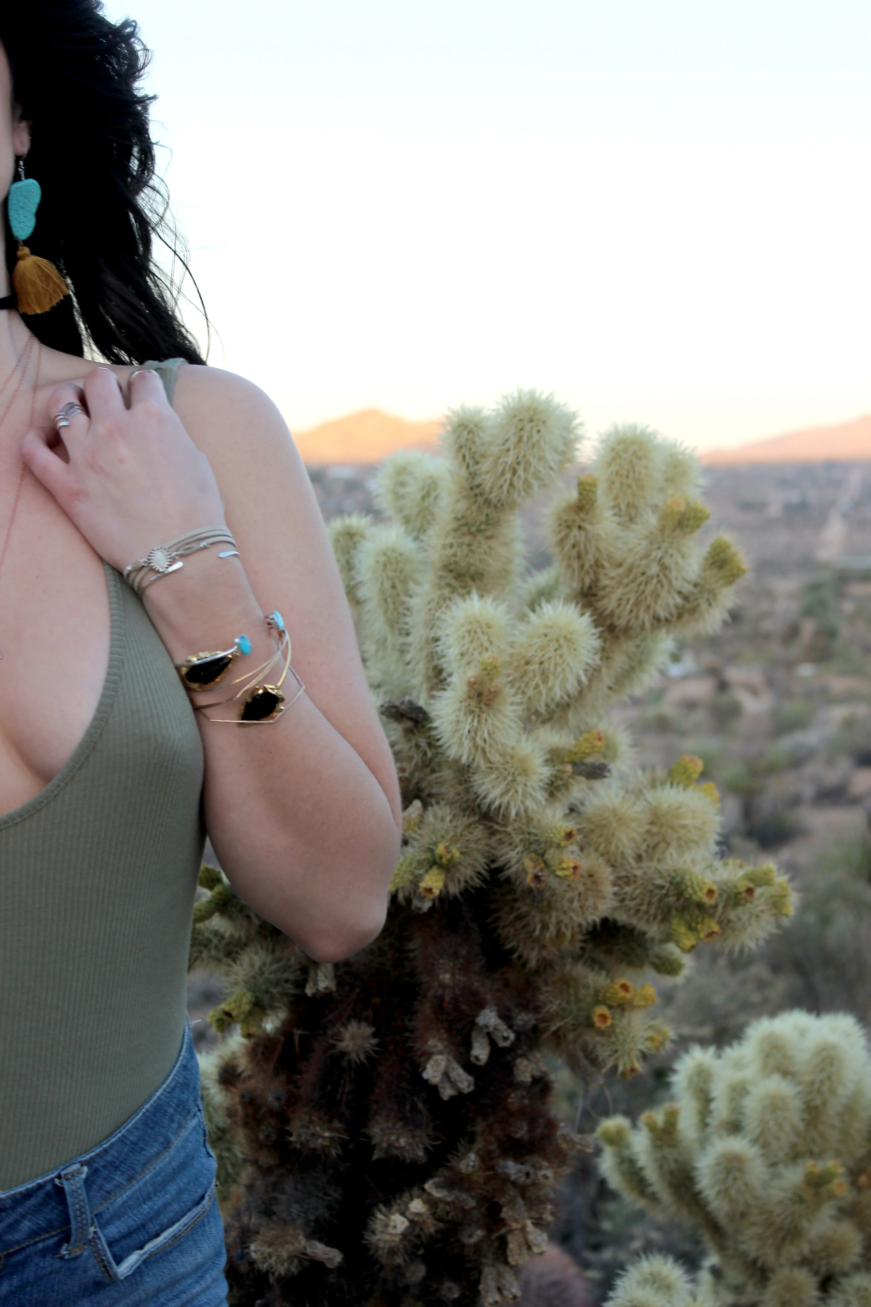 Stacked // Slim Bangle, Gold or Silver, Hammered Bracelet, Stacking Bracelets // BH-B011