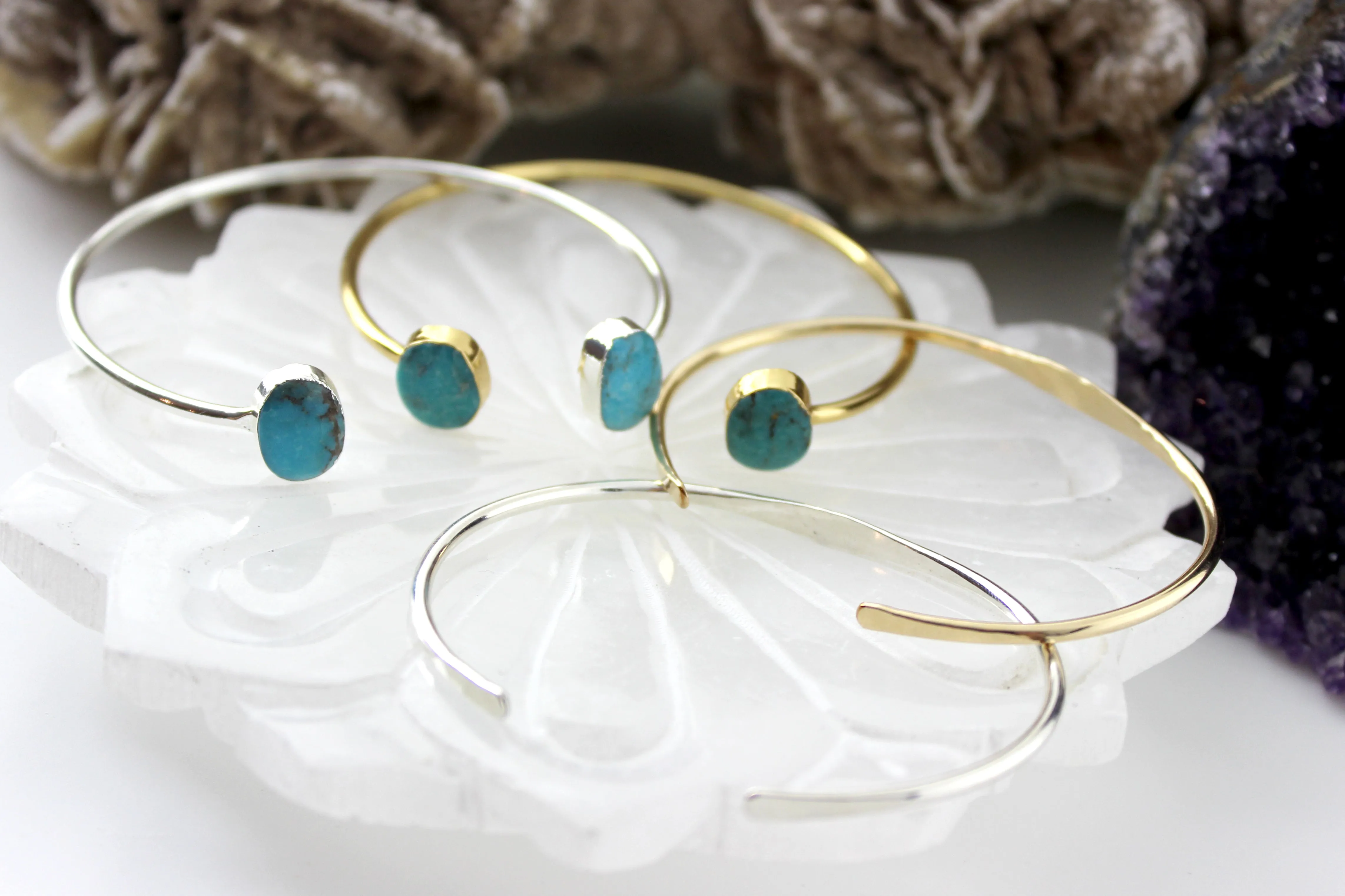 Stacked // Slim Bangle, Gold or Silver, Hammered Bracelet, Stacking Bracelets // BH-B011