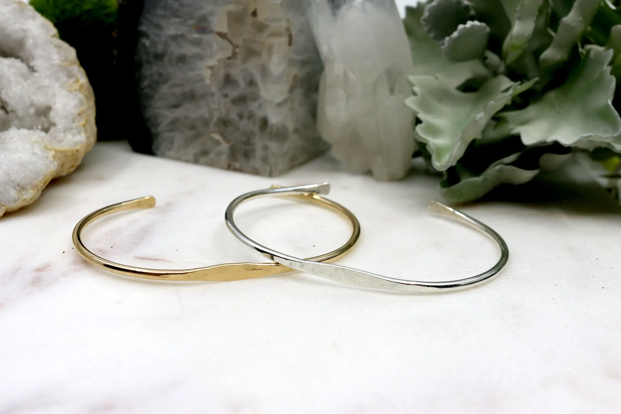 Stacked // Slim Bangle, Gold or Silver, Hammered Bracelet, Stacking Bracelets // BH-B011
