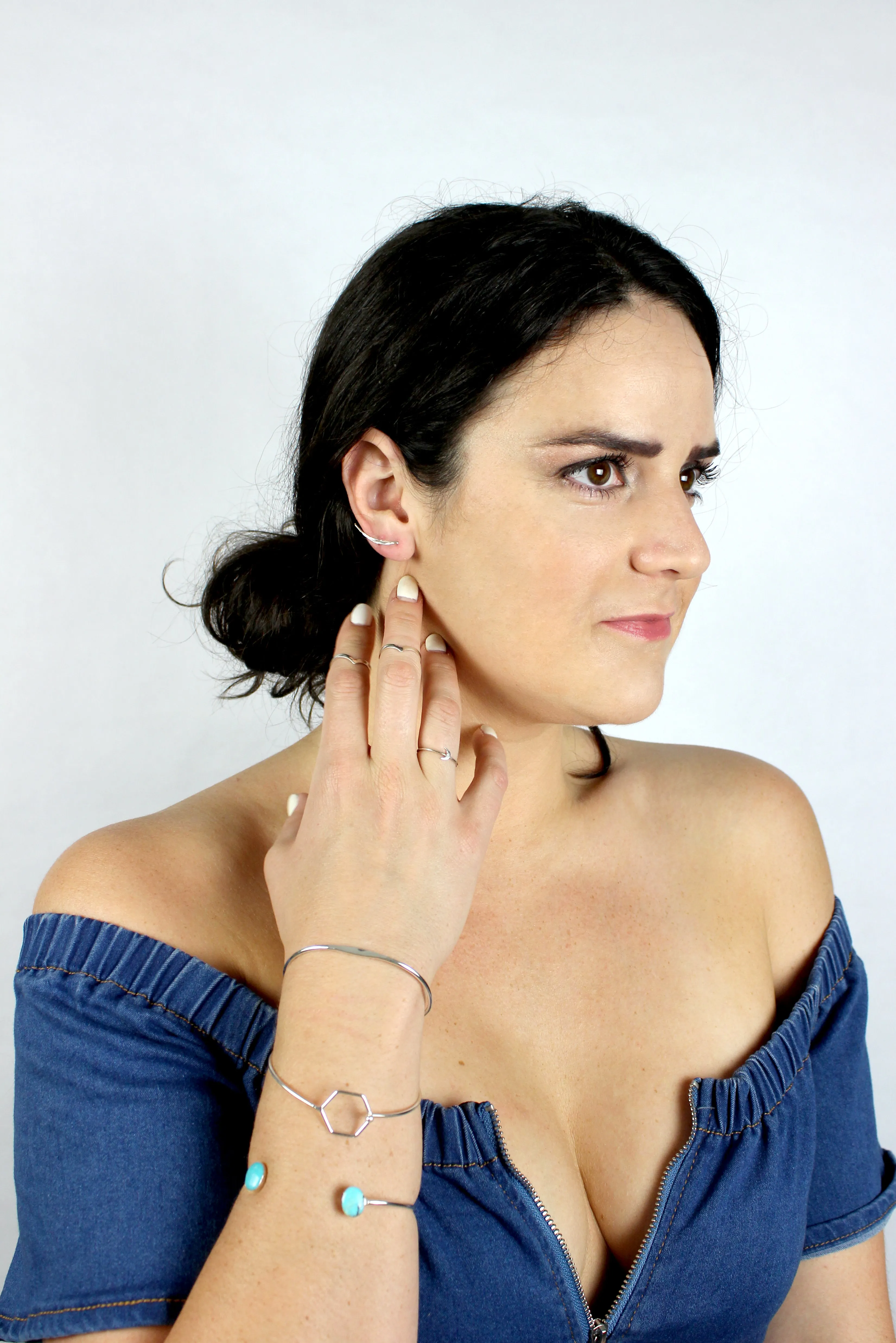 Stacked // Slim Bangle, Gold or Silver, Hammered Bracelet, Stacking Bracelets // BH-B011