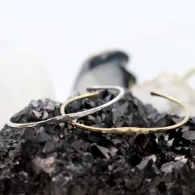 Stacked // Slim Bangle, Gold or Silver, Hammered Bracelet, Stacking Bracelets // BH-B011