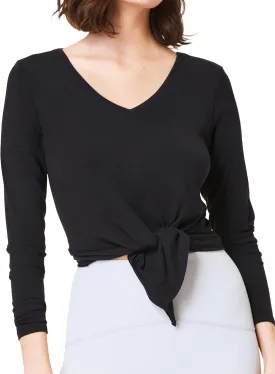SuperPrity Women's Long Sleeve T-Shirt Workout Tops Reversible Tie Front Tunic Yoga Gym Ladies Blouses Activewear