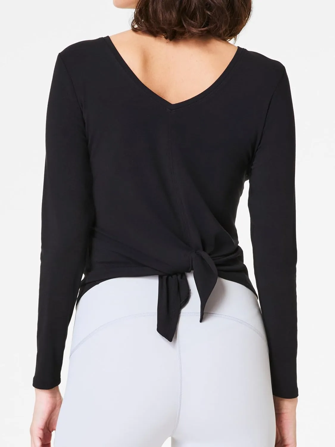 SuperPrity Women's Long Sleeve T-Shirt Workout Tops Reversible Tie Front Tunic Yoga Gym Ladies Blouses Activewear