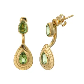 TEARDROP CLAW EARRINGS - PERIDOT - GOLD