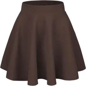 Women's Casual Stretch Waist Versatile Flared Mini Skater Skirt
