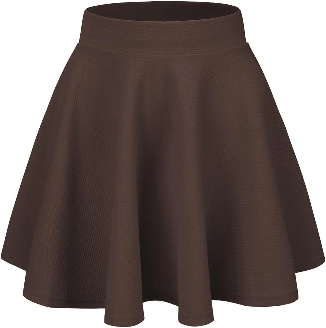Women's Casual Stretch Waist Versatile Flared Mini Skater Skirt