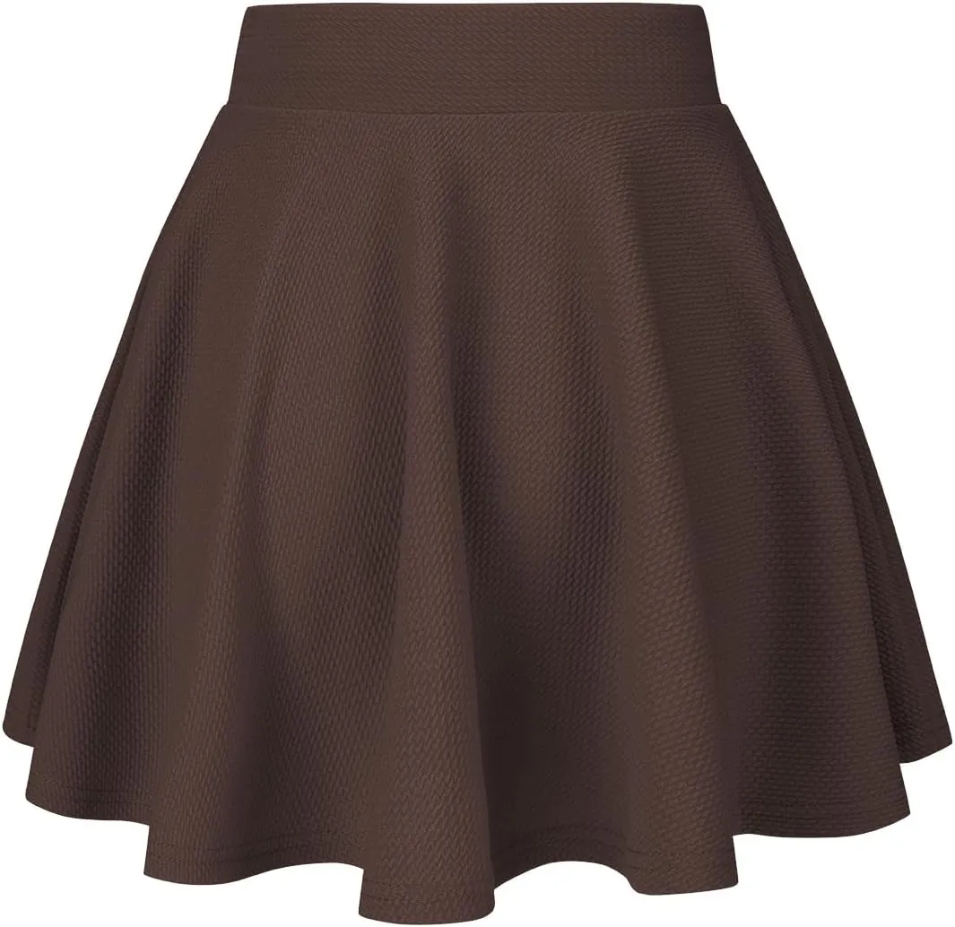 Women's Casual Stretch Waist Versatile Flared Mini Skater Skirt