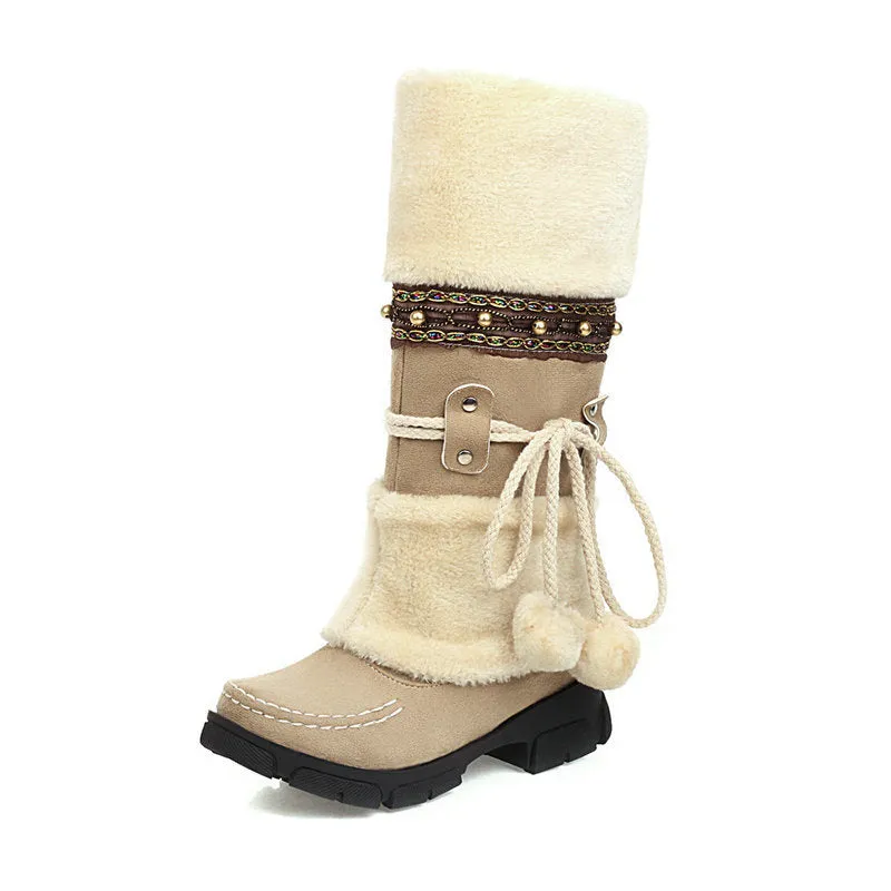 Women's Suede Mid Calf Snow Boots
