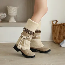 Women's Suede Mid Calf Snow Boots