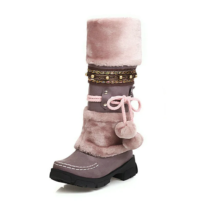 Women's Suede Mid Calf Snow Boots