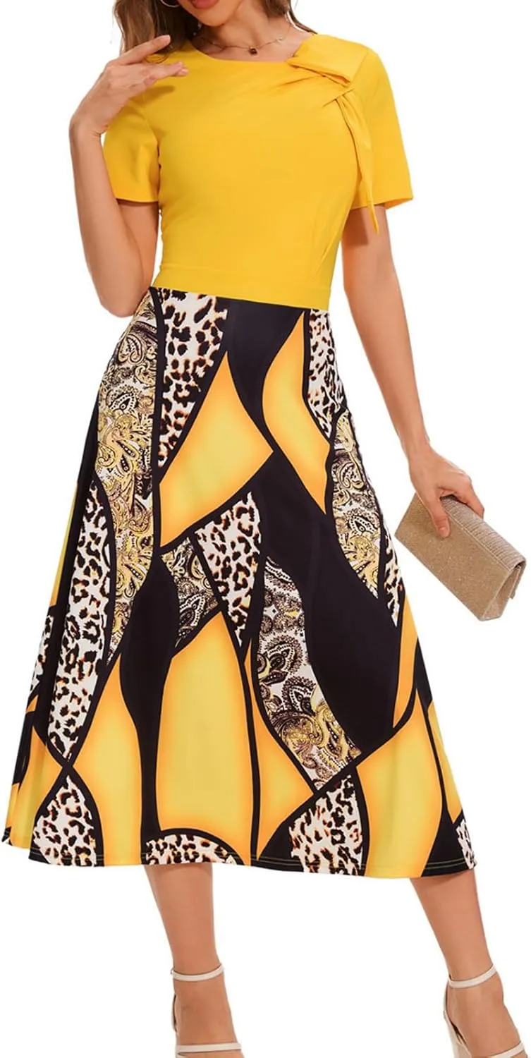 ZonJie Casual Dress for Women Elegant Summer Ruffle Cap Sleeve V Neck Swing A Line Cocktail Party Long Dresses